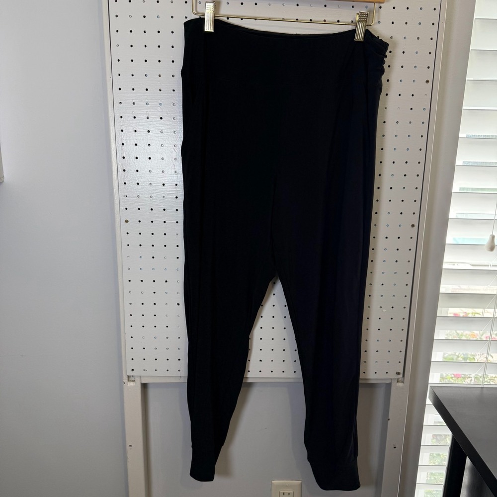 Sympli Jogger Pants Women's‎ 14 Black Lagenlook High Rise Tapered Stretch Comfy